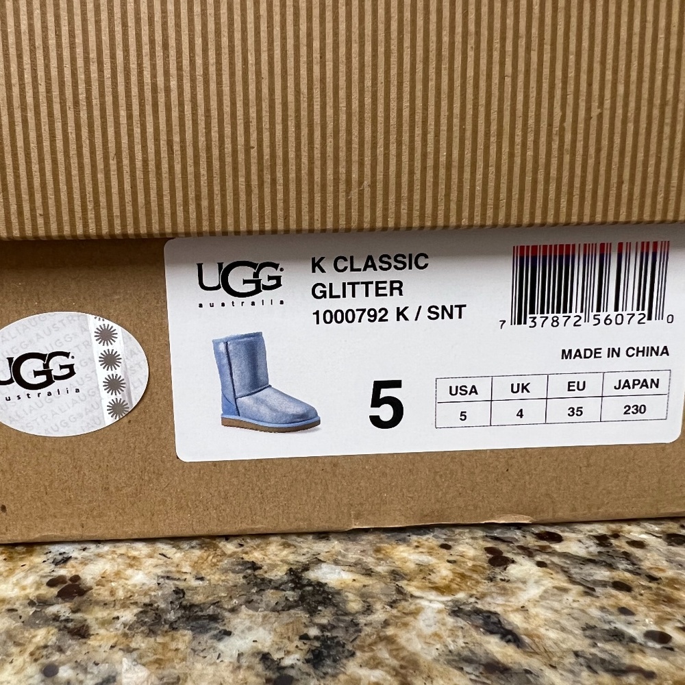 Authentic UGG Boots - Girls size 5 - Glitter Blue